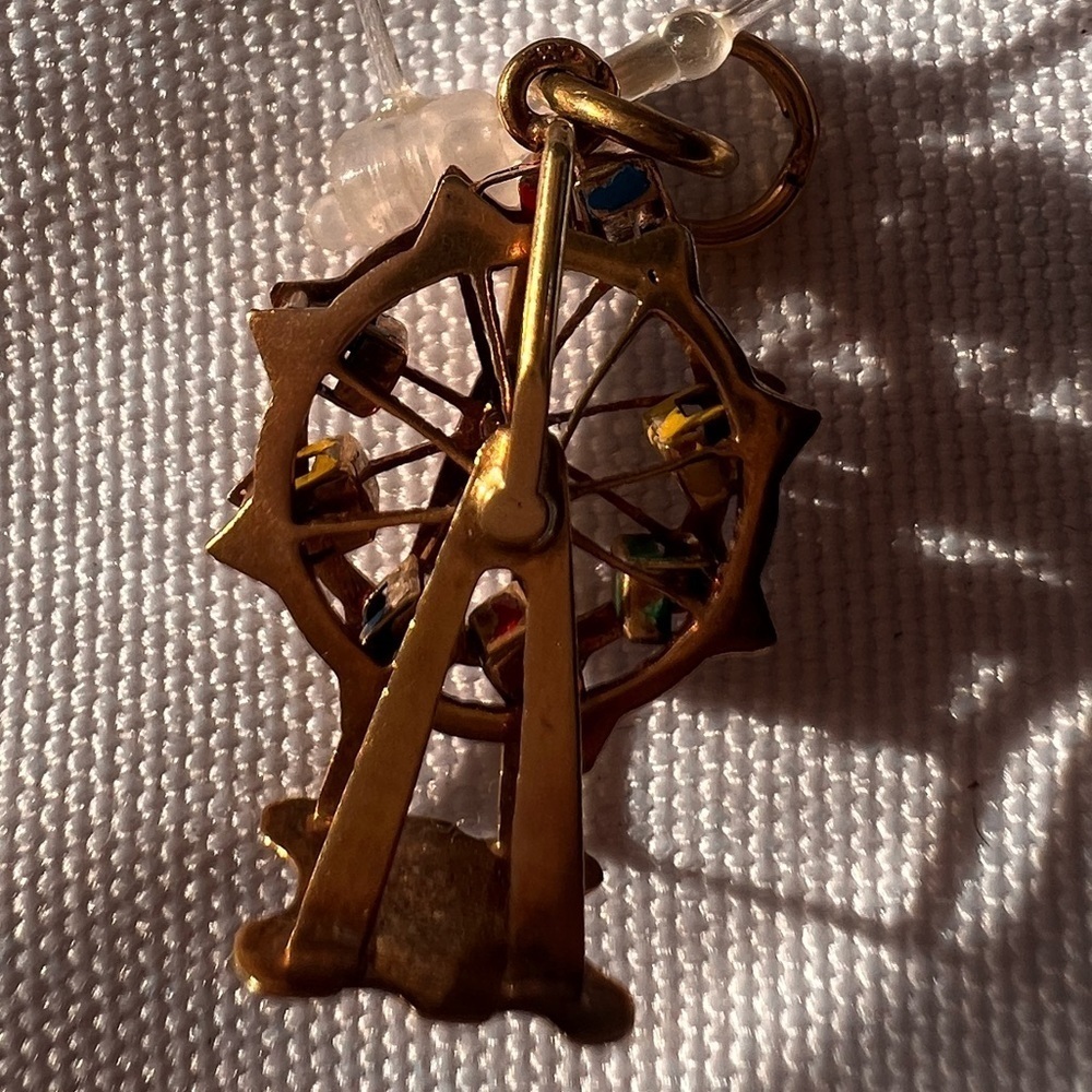 Vintage antique 1970s austrian Gold Ferris Wheel Charm Pendant movable 14K - Picture 7 of 7